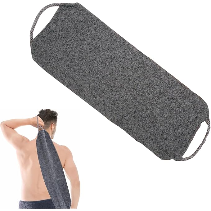 Exfoliating Shower Towel with Handles - Deep Cleansing Back Washer & Body Spa Towel for Men & Women - Soft yet Firm for Skin Care Experience